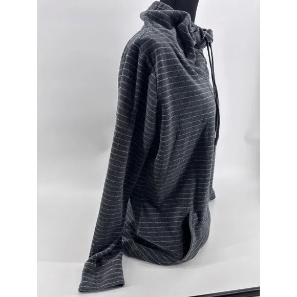 Y2K McBling Silver Metallic Stripe Velour Cowl Hoodie Juicy Vibes size medium - Picture 3 of 10